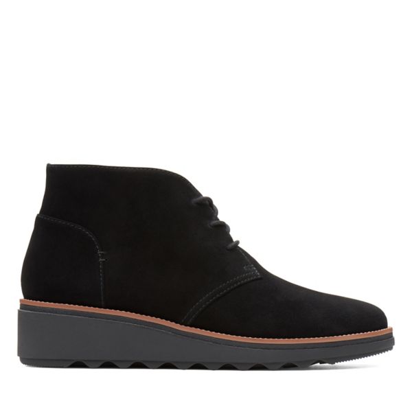 Clarks Womens Sharon Hop Ankle Boots Black | UK-8369752 - Click Image to Close